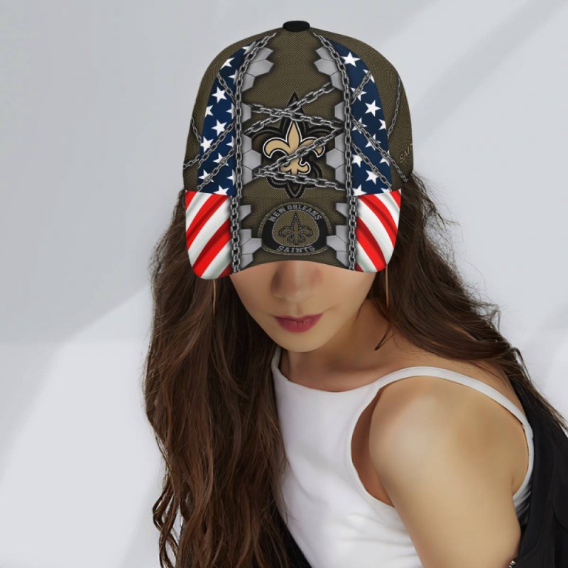 New Orleans Saints Stars Stripes Chain Printed Baseball Classic Cap