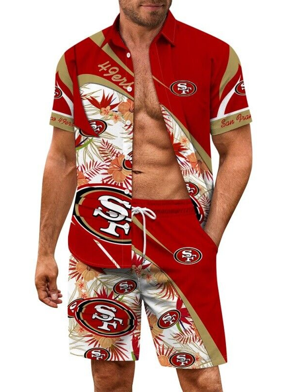 San Francisco 49ers Combo Hawaiian Shirt and Shorts