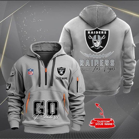 Las Vegas Raiders New Personalized Quarter Zip Hoodie