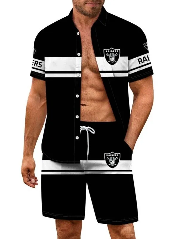 Las Vegas Raiders Hawaiian Shirt and Shorts