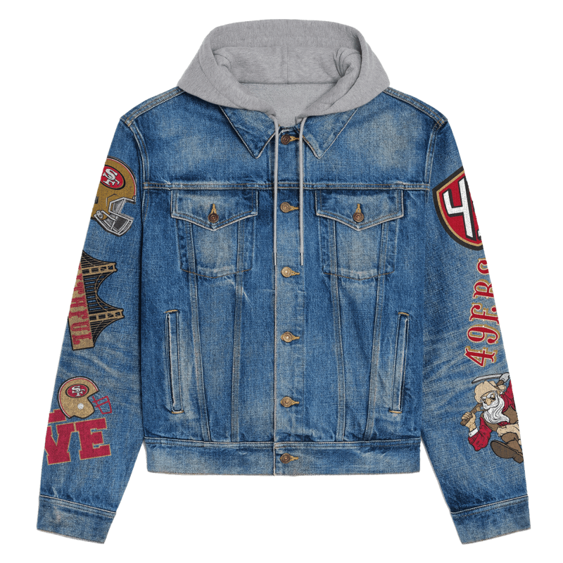 San Francisco 49ers Premium Hooded Denim Jacket Image 3