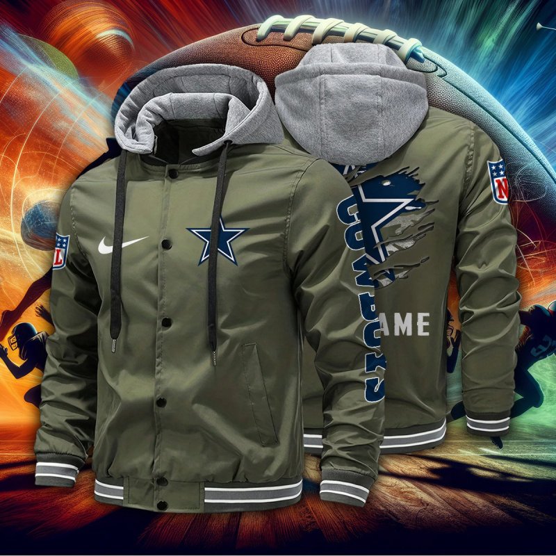 Dallas Cowboys Personalized Baseball Jacket with Detachable Hood