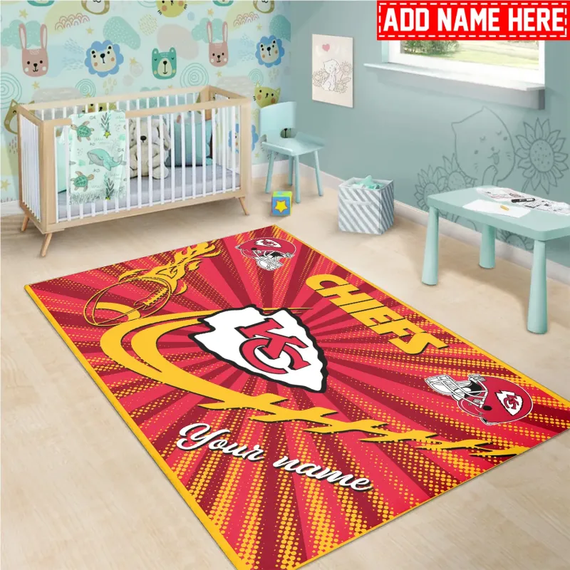 Kansas City Chiefs Personalized Rectangle Rug - Detailed View