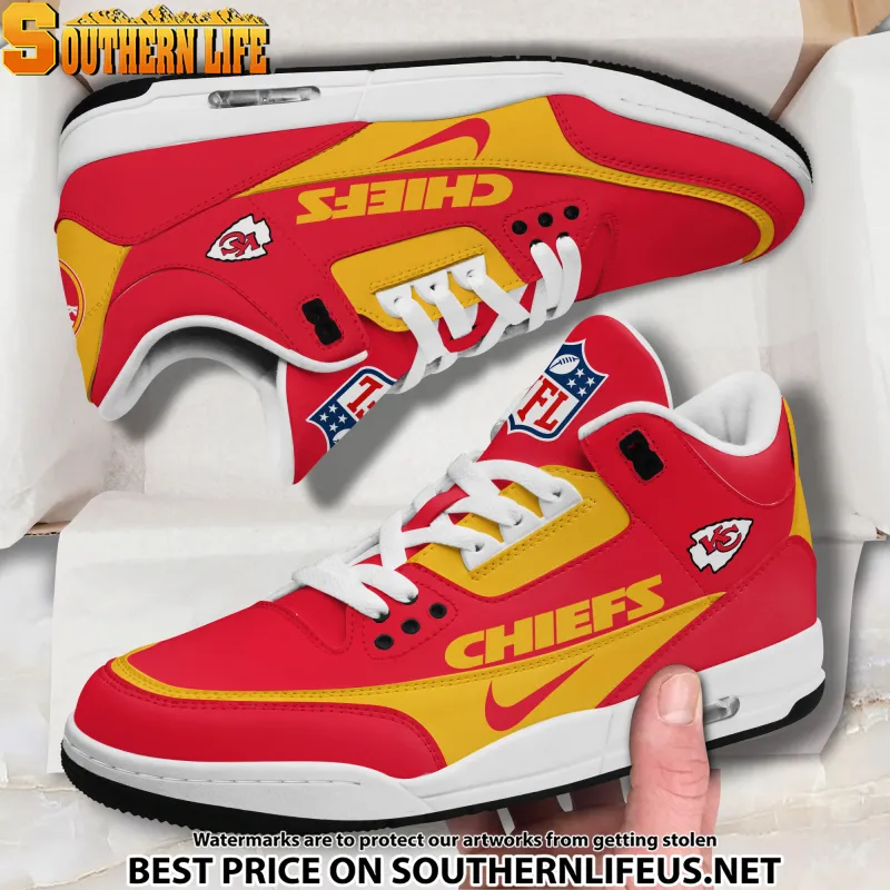 Kansas City Chiefs JD3 White Leather Sneakers - Side View