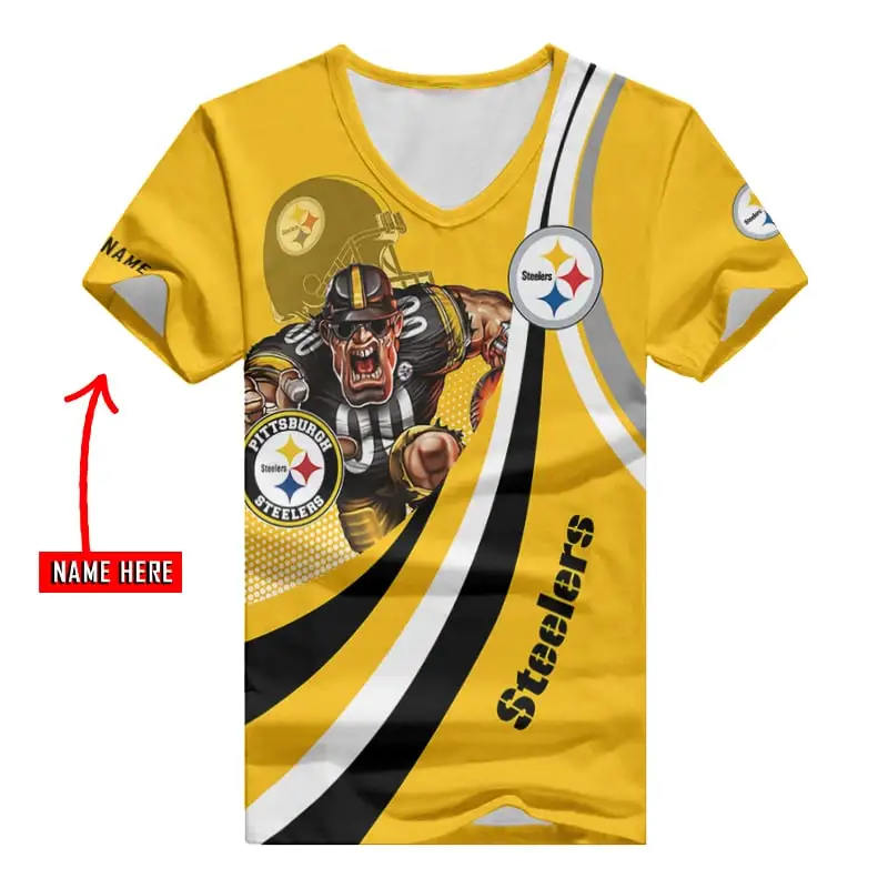 Pittsburgh Steelers V-neck T-shirt Front View