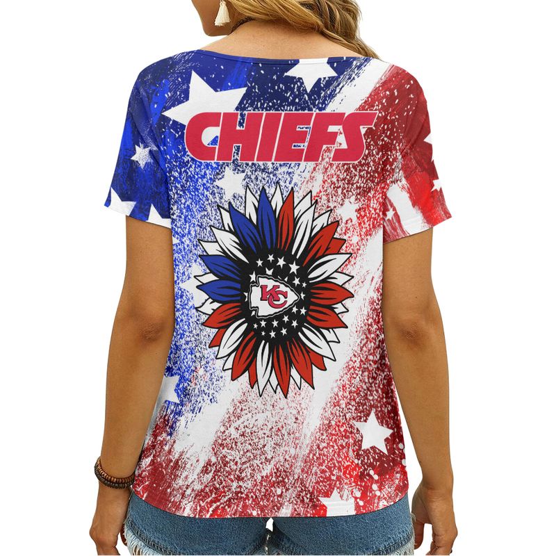 Kansas City Chiefs V-neck T-shirt Back View