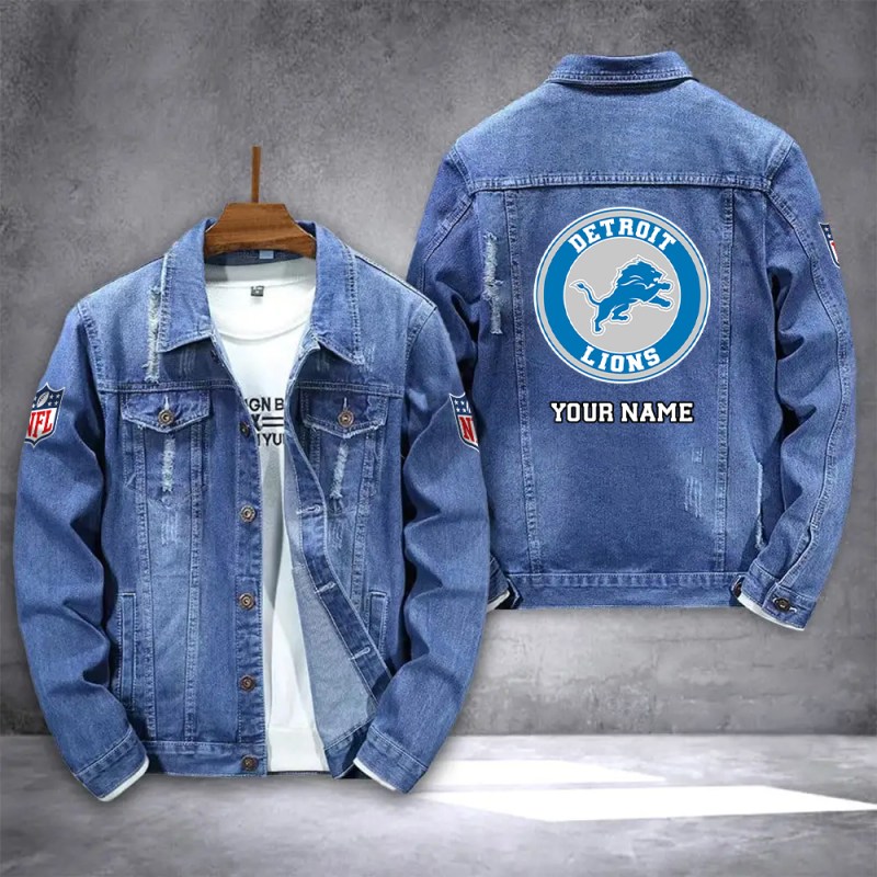 Detroit Lions Denim Jacket Front View
