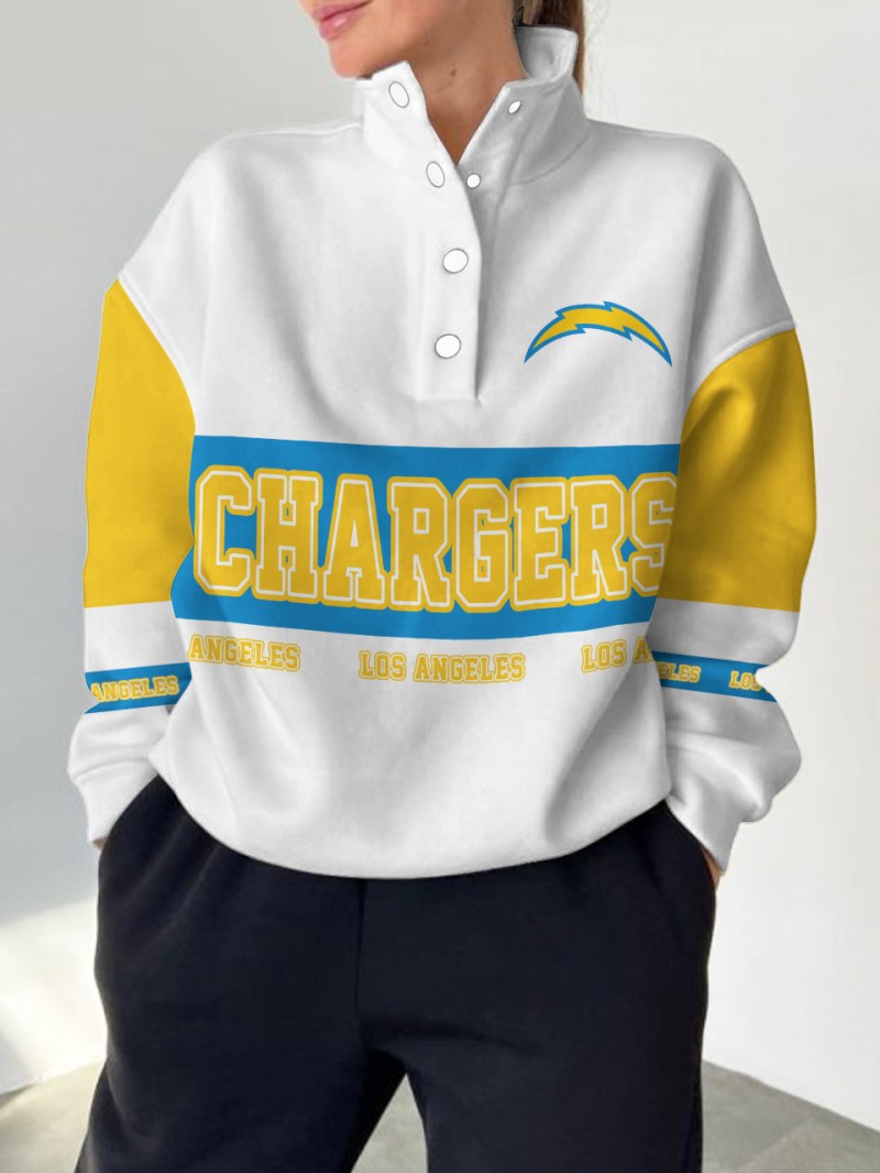 Los Angeles Chargers Casual Colorful Stand Collar Sweatshirt