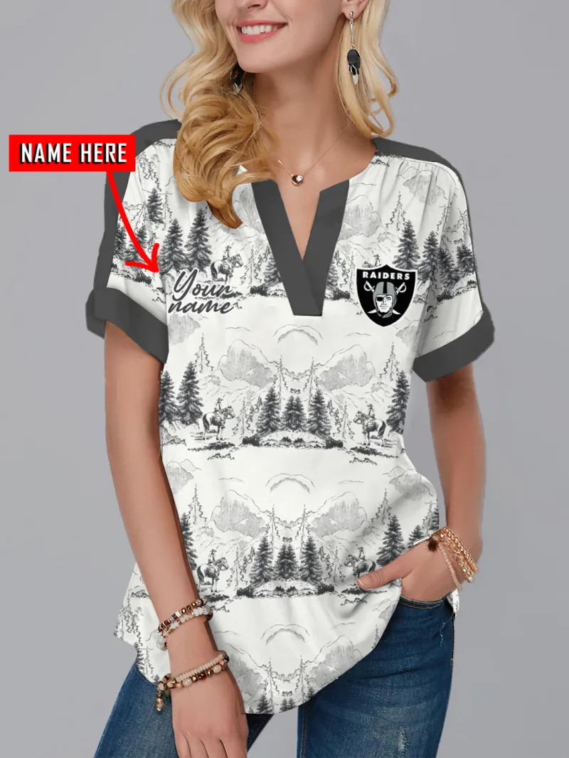 Las Vegas Raiders Personalized Fashion Short Sleeve V-Neck Shirt
