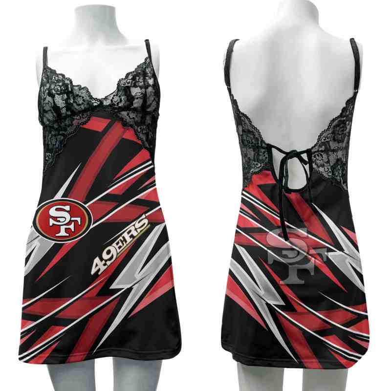 San Francisco 49ers Lace Back Strap Slip Dress