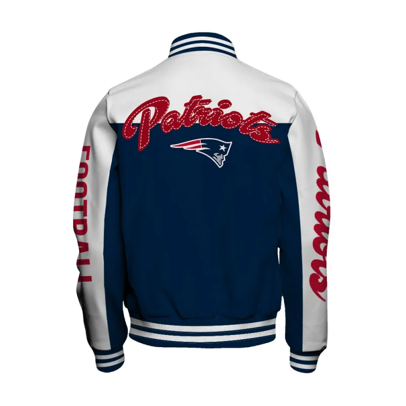 New England Patriots Varsity Jacket Back View