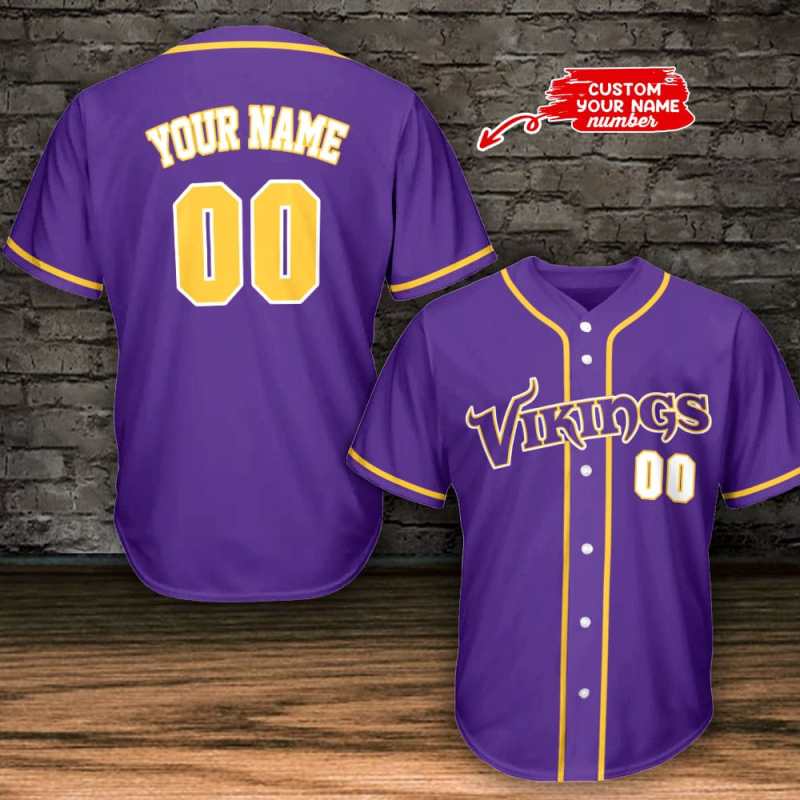 Minnesota Vikings Personalized Baseball Jersey Purple