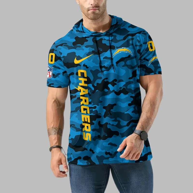 Los Angeles Chargers Personalized Camo Short Sleeve Hoodie