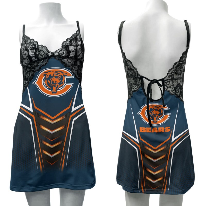 Chicago Bears Lace Back Strap Slip Dress