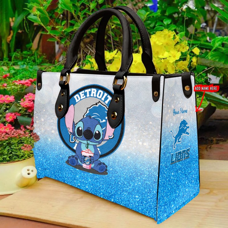 Detroit Lions Personalized Leather Hand Bag