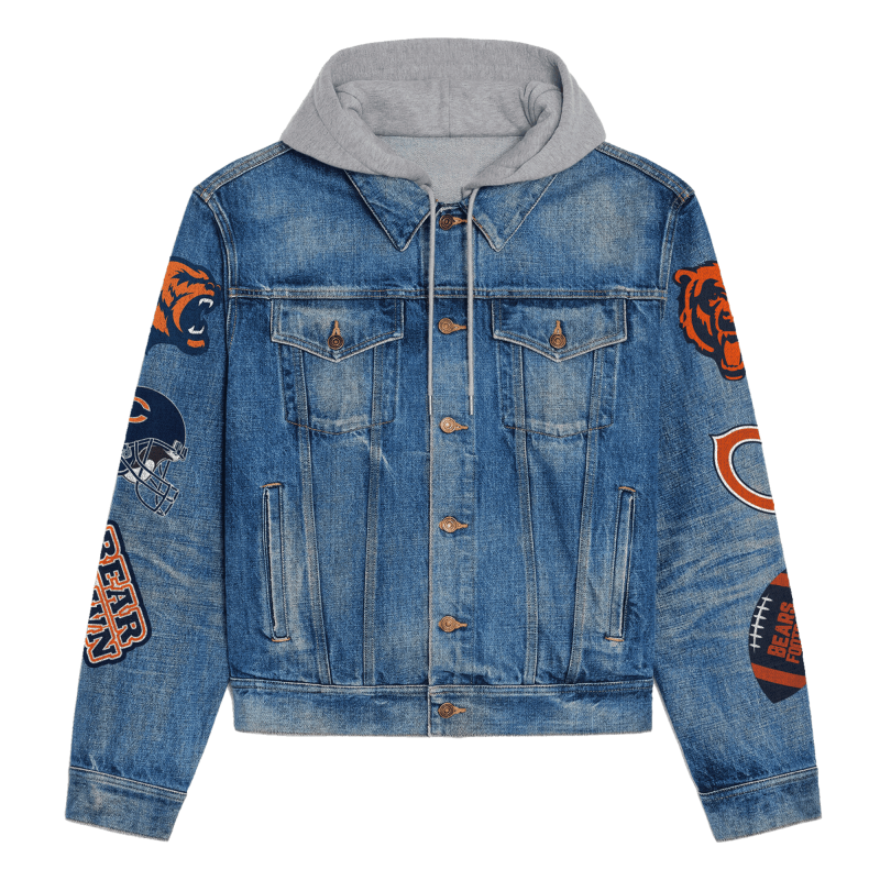 Chicago Bears Hooded Denim Jacket 3
