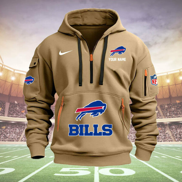 Buffalo Bills New Personalized Quarter Zip Hoodie - Image 7