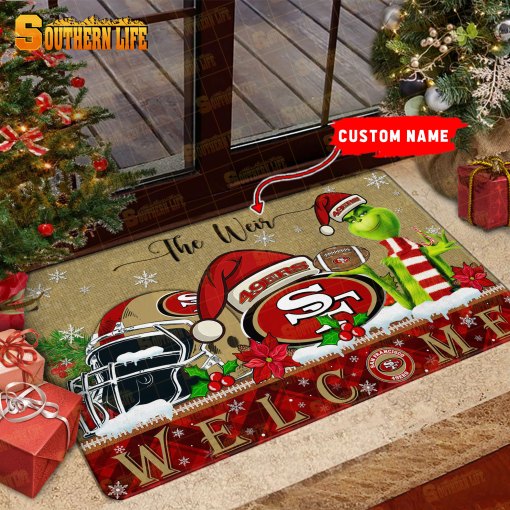 San Francisco 49ers Christmas Personalized Doormat