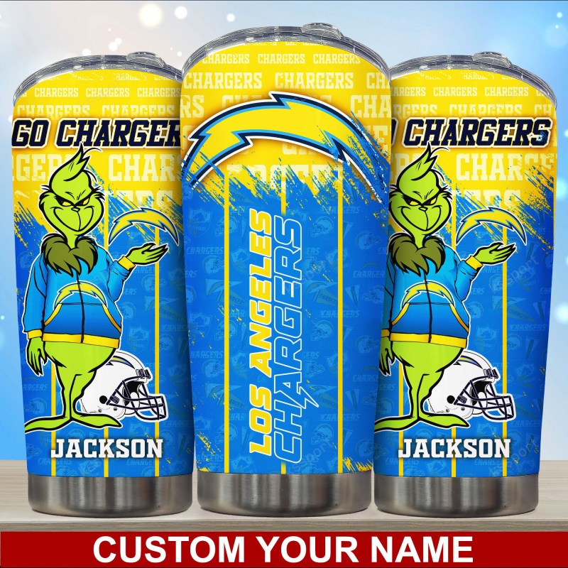 Los Angeles Chargers Personalized Tumbler Front View