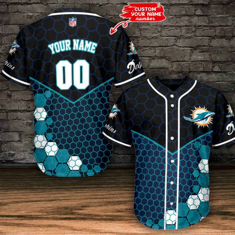 Miami Dolphins Personalized Baseball Jersey