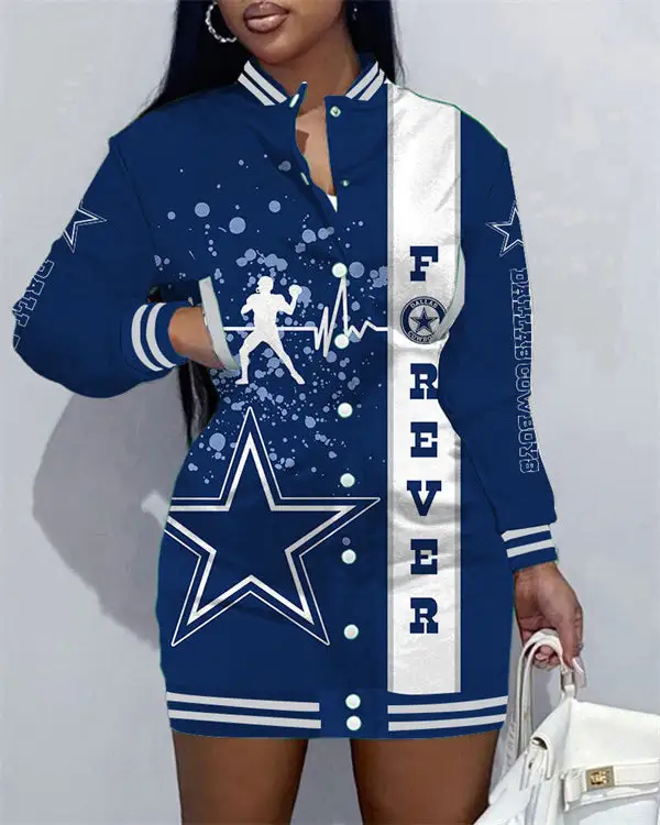 Dallas Cowboys Women Button Down Jacket Dress