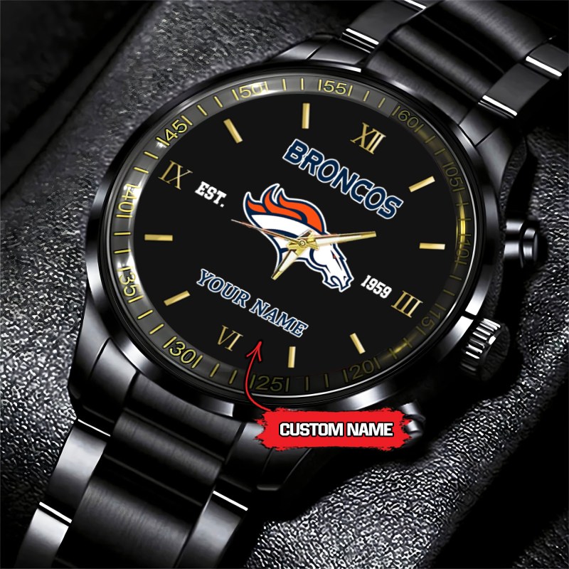 Denver Broncos Black Fashion Watch