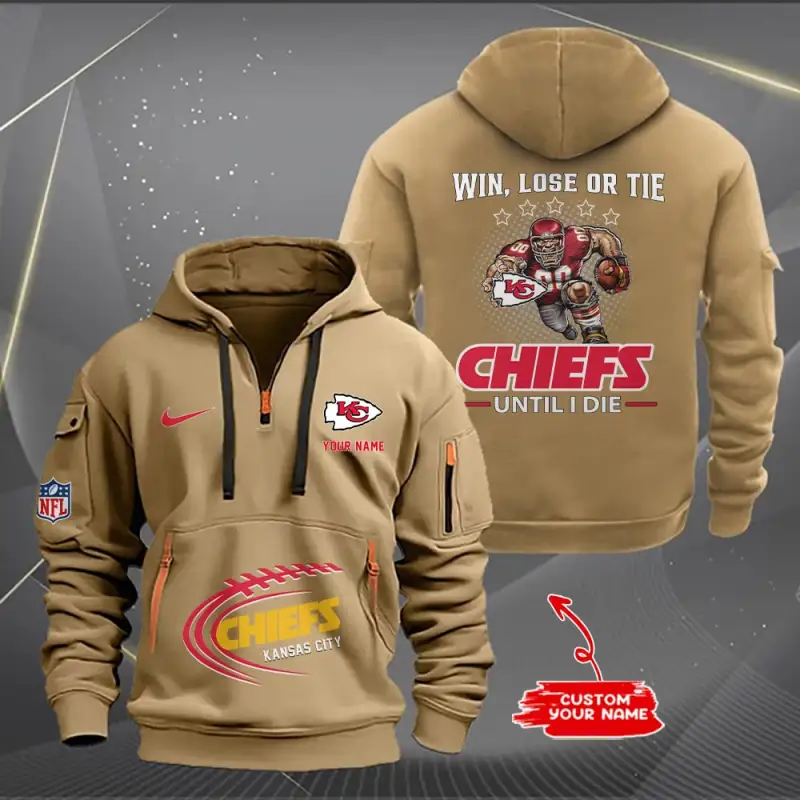 Kansas City Chiefs Personalized Quarter Zip Hoodie Side View