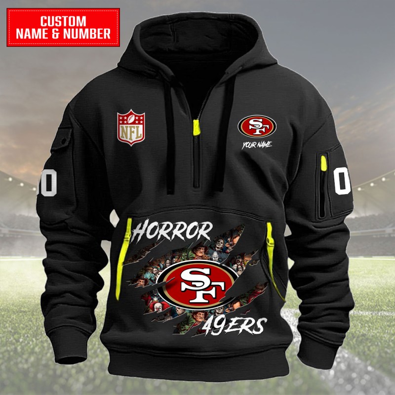 San Francisco 49ers Quarter Zip Hoodie Black