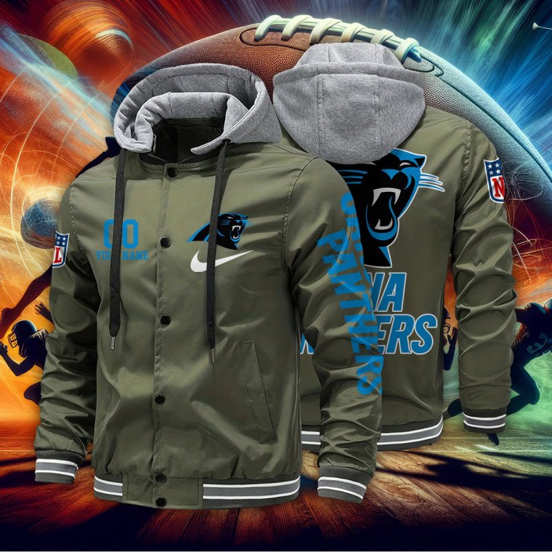 Carolina Panthers Baseball Jacket with Detachable Hood