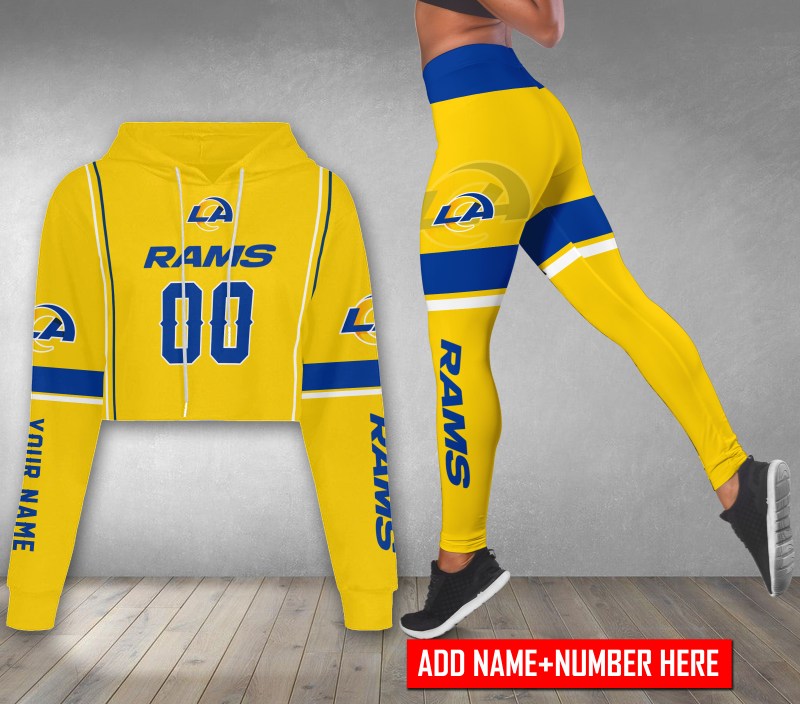 Los Angeles Rams Combo Croptop Hoodie and Leggings - Image 1