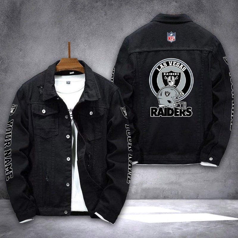 Las Vegas Raiders Denim Jacket Back View