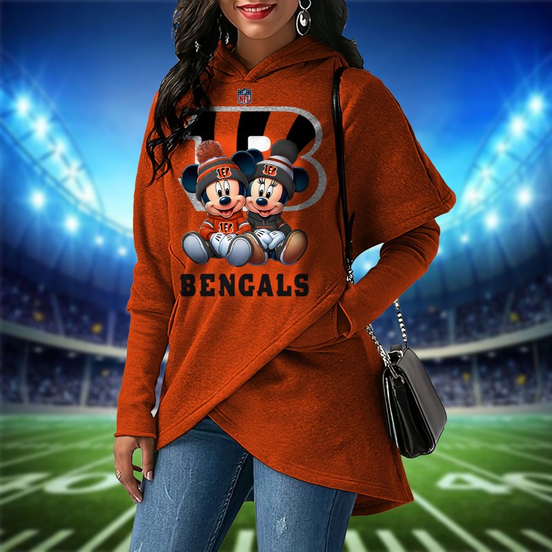 Cincinnati Bengals Women Irregular Hoodie Image 3