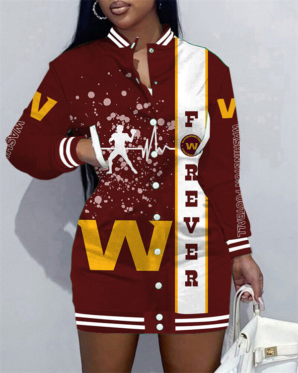 Washington Commanders Women Button Down Jacket Dress