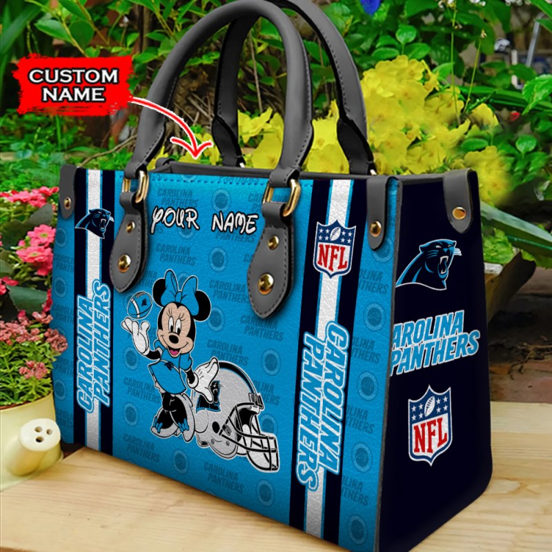 Carolina Panthers Personalized Leather Hand Bag