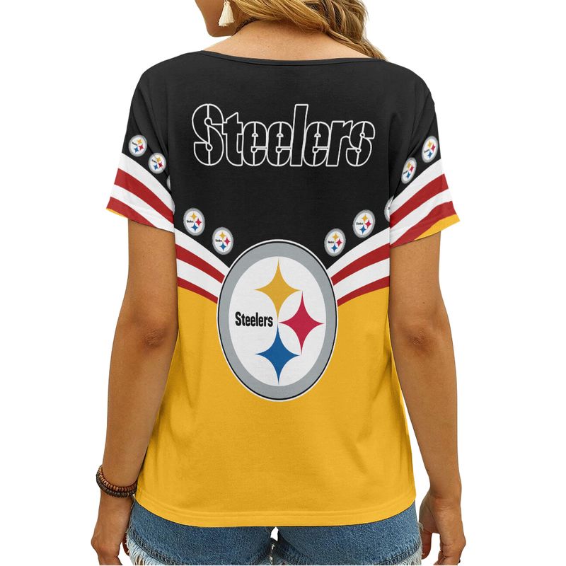 Pittsburgh Steelers V-neck T-shirt Image 3