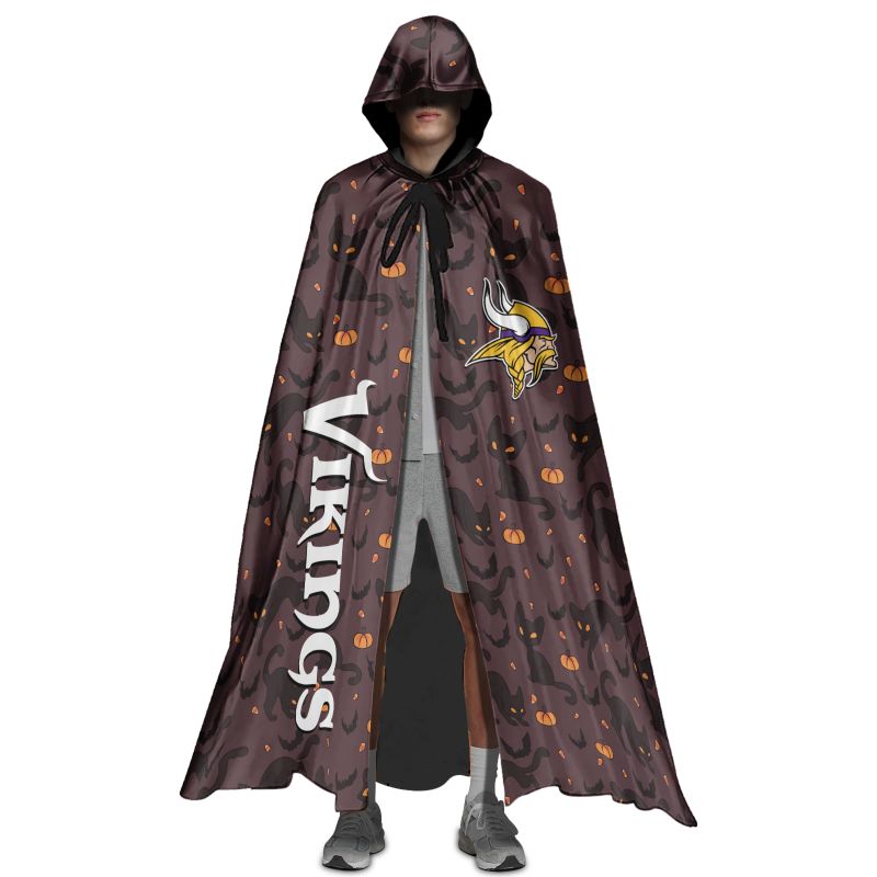 Minnesota Vikings Black Cat Pattern Halloween Cloak
