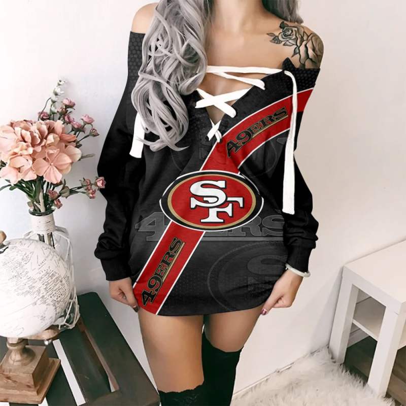 San Francisco 49ers Personalized Lace-Up Sweatshirt