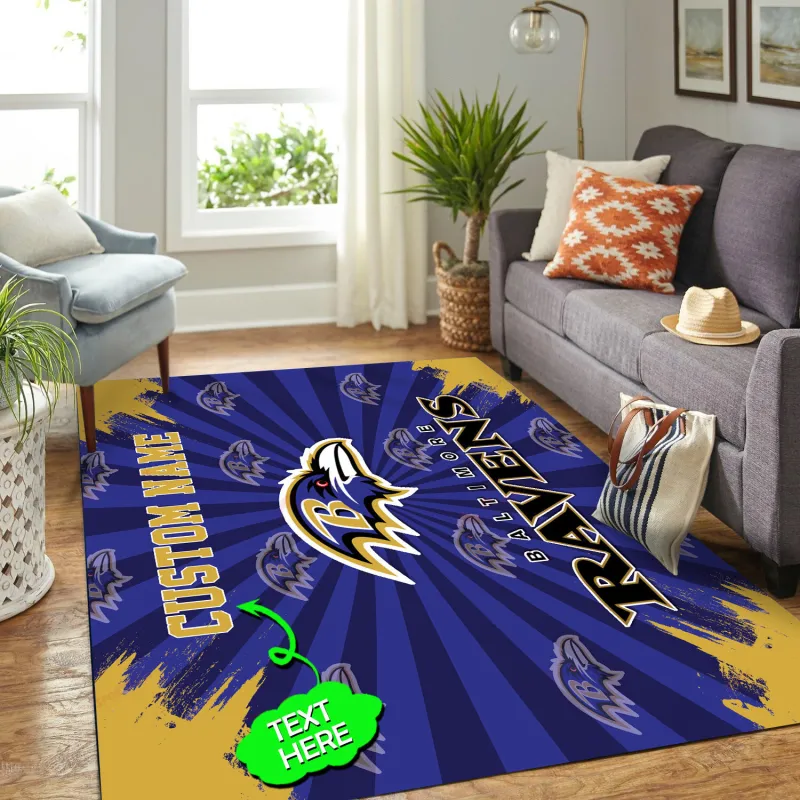 Baltimore Ravens Personalized Premium Rectangle Rug - Alternate View