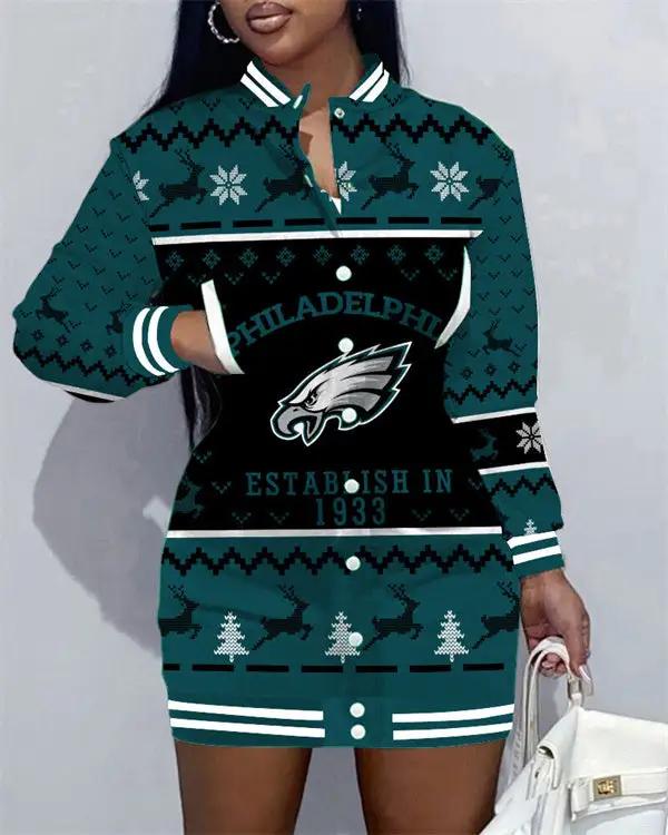 Philadelphia Eagles Women Button Down Jacket Dress