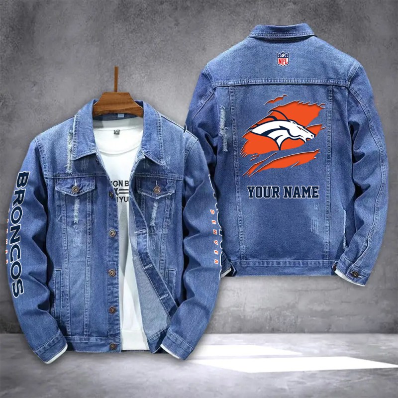 Denver Broncos Personalized Denim Jacket Image 1