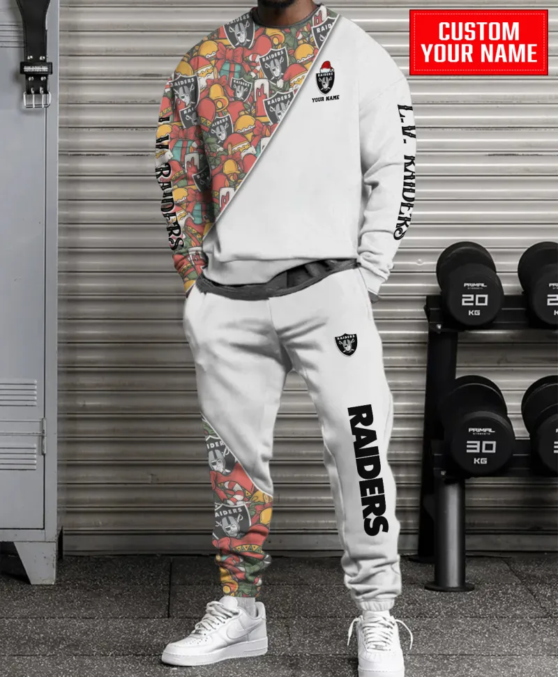 Las Vegas Raiders Christmas Pattern Unisex Combo Sweatshirt And Sweatpants