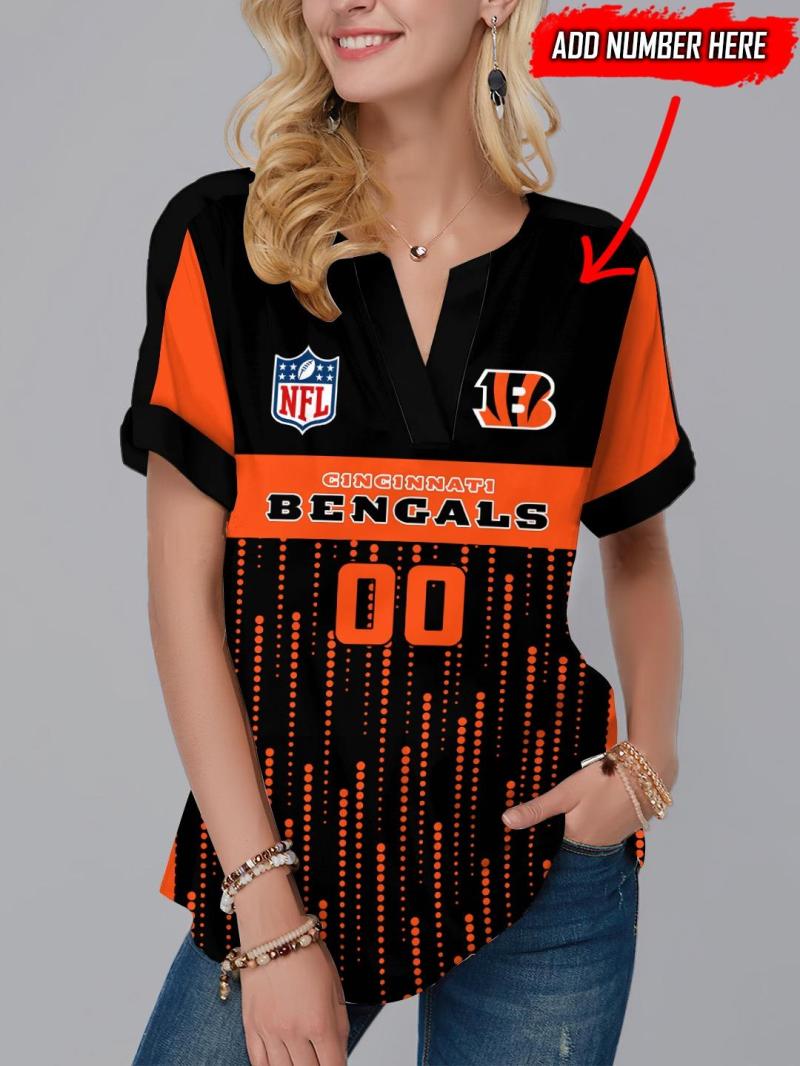 Cincinnati Bengals Personalized Fashion Short Sleeve V-Neck Shirt