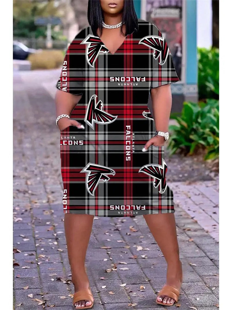 Atlanta Falcons V-neck Casual Pocket Dress