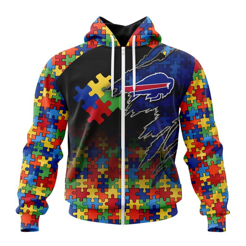 Buffalo Bills Special Autism Awareness Design Hoodie Image 2