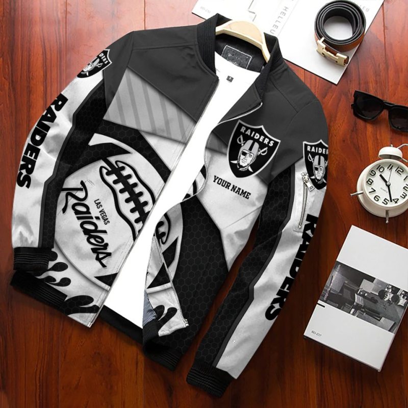 Las Vegas Raiders Bomber Jacket Front View