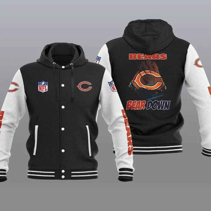 Chicago Bears Hooded Baseball Jacket