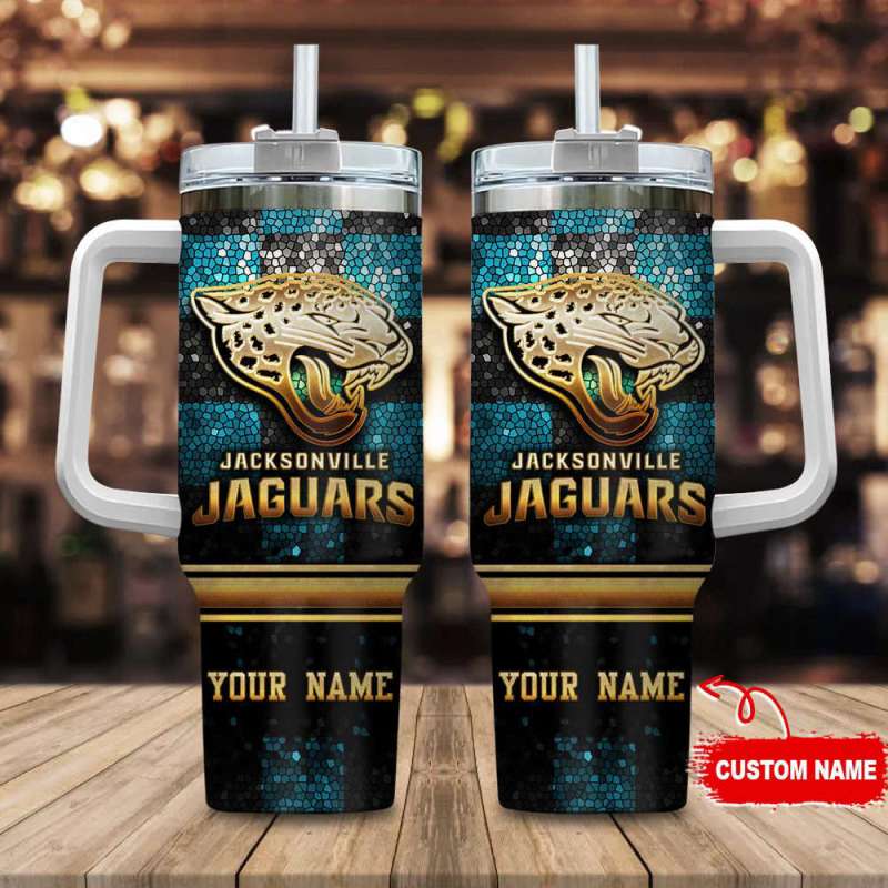 Jacksonville Jaguars Personalized NFL Glitter 40oz Tumbler