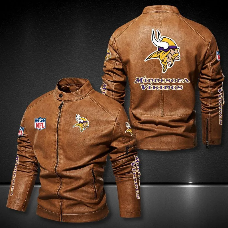 Minnesota Vikings Leather Jacket Back View