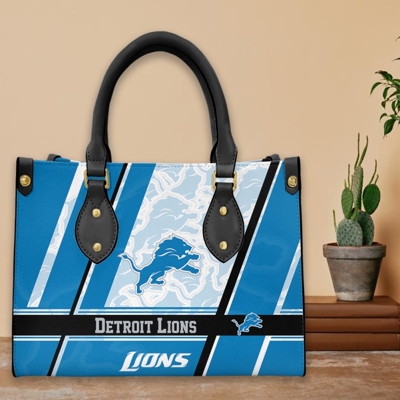 Detroit Lions Personalized Leather Hand Bag Side View