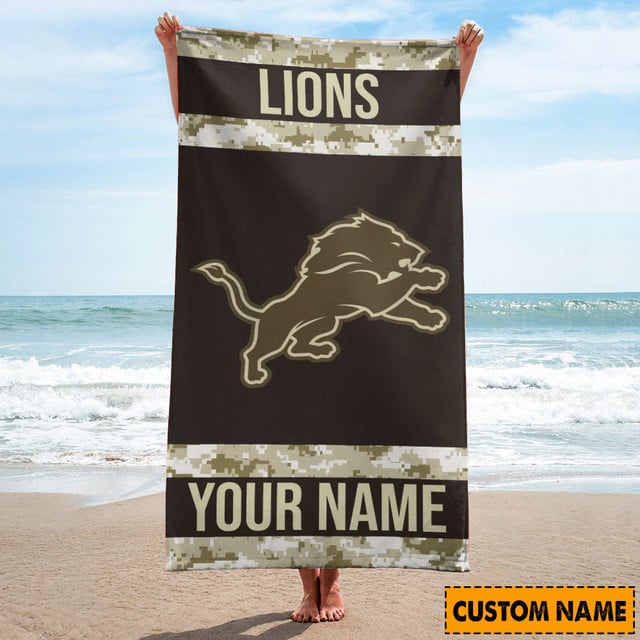 Detroit Lions Personalized Beach Towel